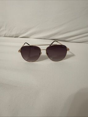 Quay Australia Rose Gold Aviator Sunglasses with Gradient Gray Lenses